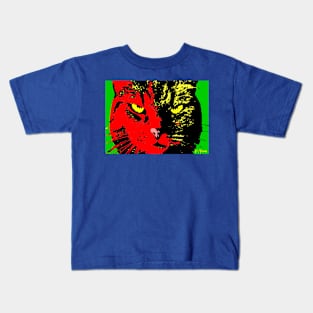 ANGRY CAT POP ART - RED YELLOW BLACK GREEN Kids T-Shirt